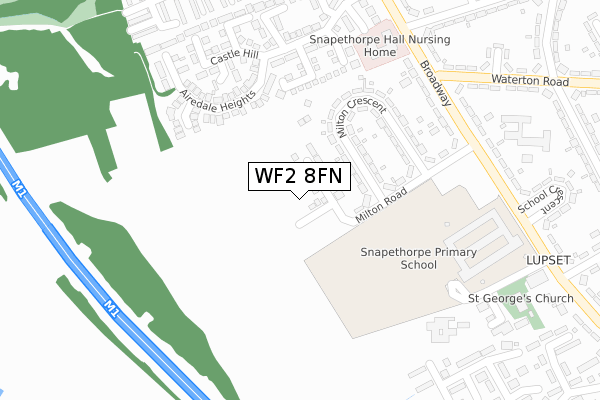 WF2 8FN map - large scale - OS Open Zoomstack (Ordnance Survey)