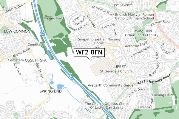 WF2 8FN map - small scale - OS Open Zoomstack (Ordnance Survey)