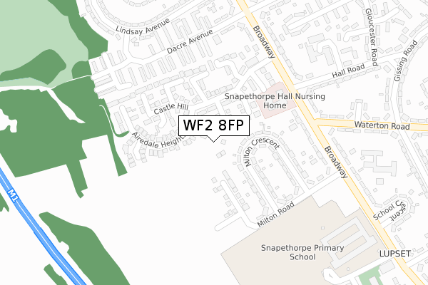 WF2 8FP map - large scale - OS Open Zoomstack (Ordnance Survey)