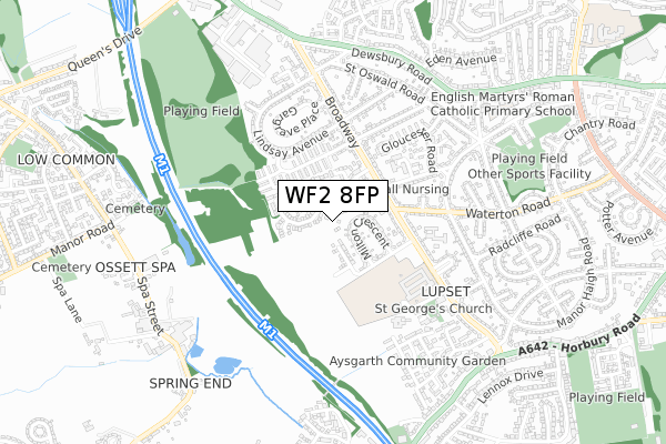 WF2 8FP map - small scale - OS Open Zoomstack (Ordnance Survey)