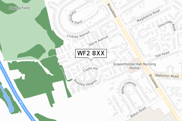 WF2 8XX map - large scale - OS Open Zoomstack (Ordnance Survey)