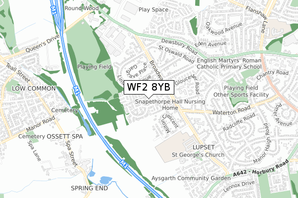 WF2 8YB map - small scale - OS Open Zoomstack (Ordnance Survey)