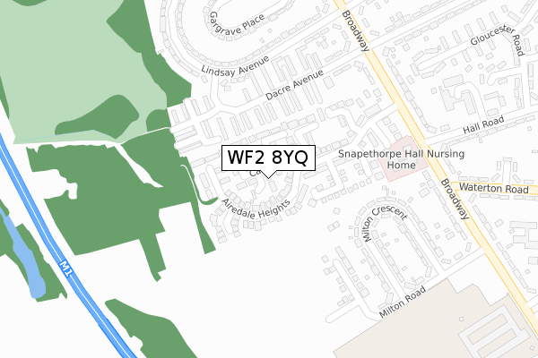 WF2 8YQ map - large scale - OS Open Zoomstack (Ordnance Survey)