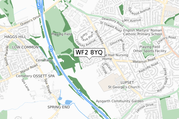 WF2 8YQ map - small scale - OS Open Zoomstack (Ordnance Survey)