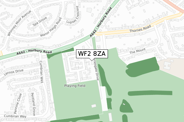 WF2 8ZA map - large scale - OS Open Zoomstack (Ordnance Survey)