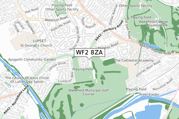 WF2 8ZA map - small scale - OS Open Zoomstack (Ordnance Survey)