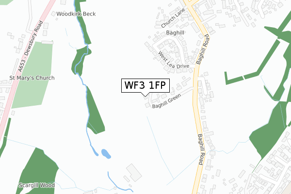 WF3 1FP map - large scale - OS Open Zoomstack (Ordnance Survey)