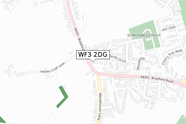 WF3 2DG map - large scale - OS Open Zoomstack (Ordnance Survey)