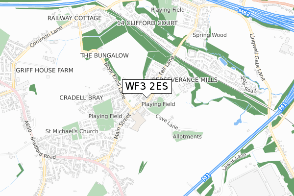 WF3 2ES map - small scale - OS Open Zoomstack (Ordnance Survey)