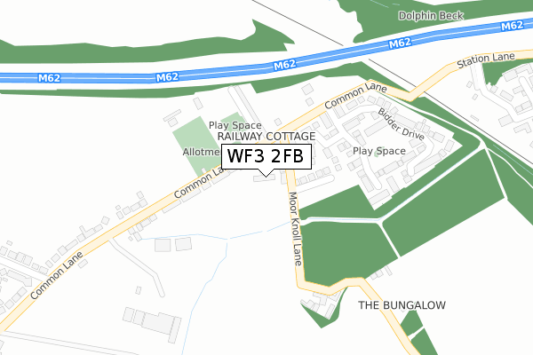 WF3 2FB map - large scale - OS Open Zoomstack (Ordnance Survey)