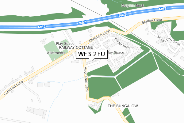 WF3 2FU map - large scale - OS Open Zoomstack (Ordnance Survey)