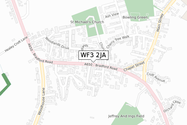 WF3 2JA map - large scale - OS Open Zoomstack (Ordnance Survey)