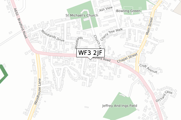 WF3 2JF map - large scale - OS Open Zoomstack (Ordnance Survey)