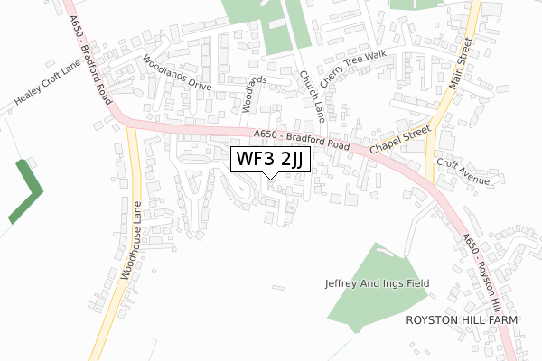 WF3 2JJ map - large scale - OS Open Zoomstack (Ordnance Survey)