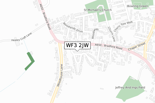 WF3 2JW map - large scale - OS Open Zoomstack (Ordnance Survey)