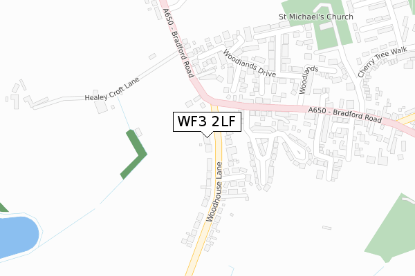 WF3 2LF map - large scale - OS Open Zoomstack (Ordnance Survey)