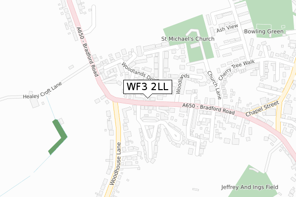 WF3 2LL map - large scale - OS Open Zoomstack (Ordnance Survey)