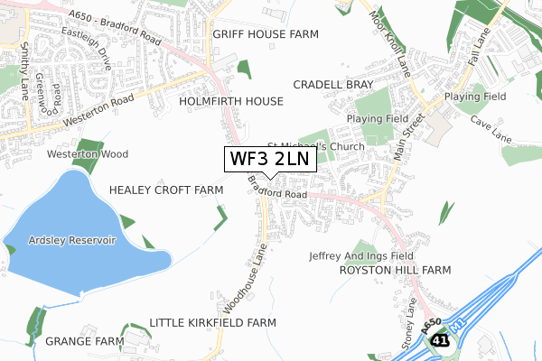 WF3 2LN map - small scale - OS Open Zoomstack (Ordnance Survey)