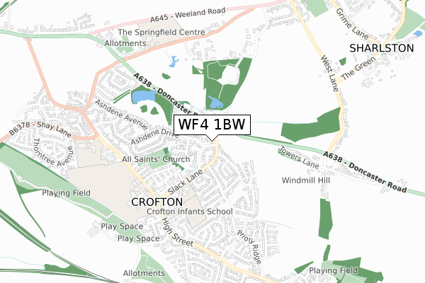 WF4 1BW map - small scale - OS Open Zoomstack (Ordnance Survey)