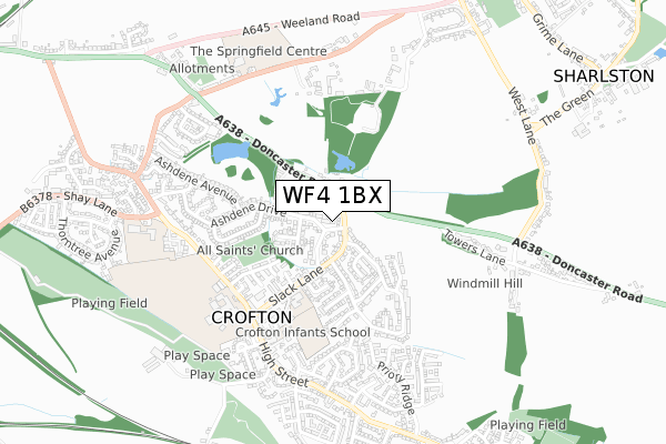 WF4 1BX map - small scale - OS Open Zoomstack (Ordnance Survey)