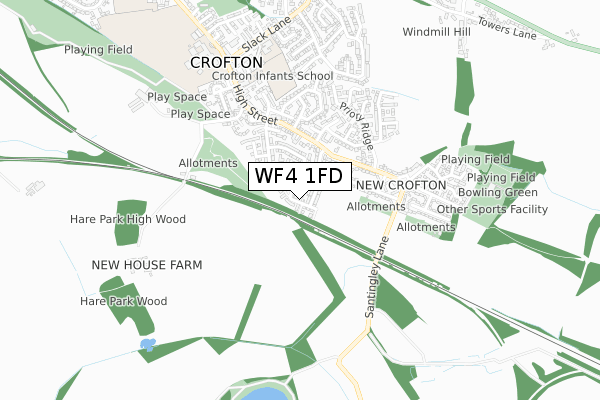 WF4 1FD map - small scale - OS Open Zoomstack (Ordnance Survey)