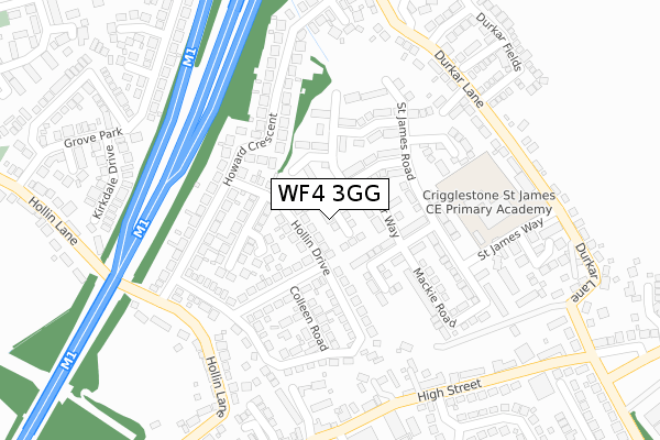 WF4 3GG map - large scale - OS Open Zoomstack (Ordnance Survey)