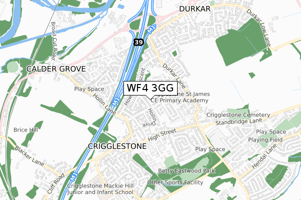 WF4 3GG map - small scale - OS Open Zoomstack (Ordnance Survey)