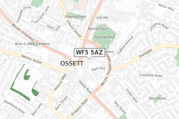 WF5 5AZ map - large scale - OS Open Zoomstack (Ordnance Survey)