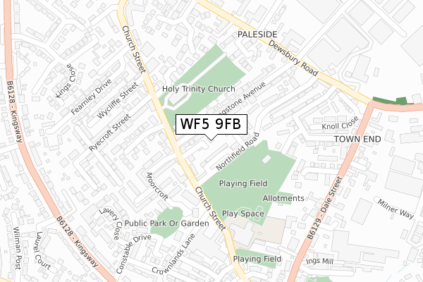 WF5 9FB map - large scale - OS Open Zoomstack (Ordnance Survey)