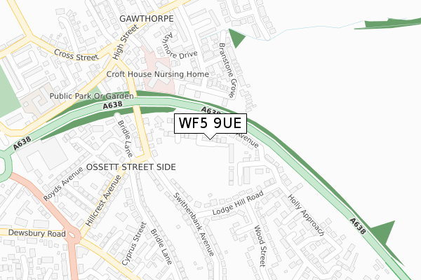 WF5 9UE map - large scale - OS Open Zoomstack (Ordnance Survey)