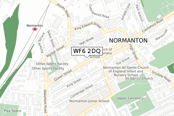 WF6 2DQ map - large scale - OS Open Zoomstack (Ordnance Survey)