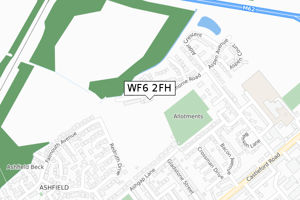 WF6 2FH map - large scale - OS Open Zoomstack (Ordnance Survey)