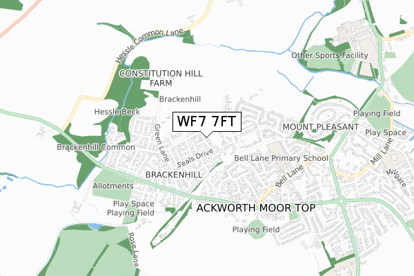 WF7 7FT map - small scale - OS Open Zoomstack (Ordnance Survey)