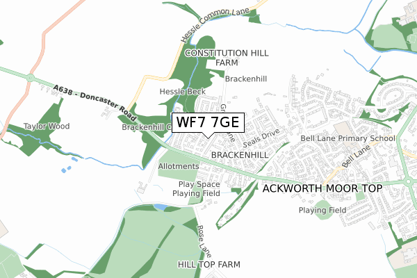 WF7 7GE map - small scale - OS Open Zoomstack (Ordnance Survey)