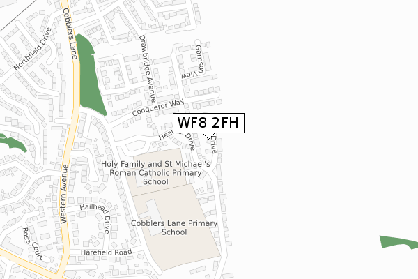 WF8 2FH map - large scale - OS Open Zoomstack (Ordnance Survey)