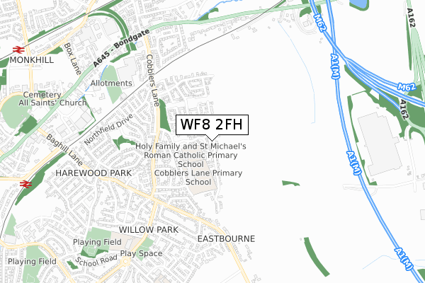 WF8 2FH map - small scale - OS Open Zoomstack (Ordnance Survey)