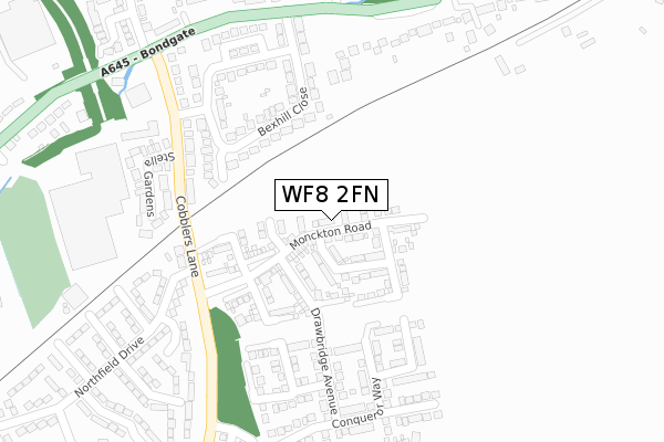 WF8 2FN map - large scale - OS Open Zoomstack (Ordnance Survey)