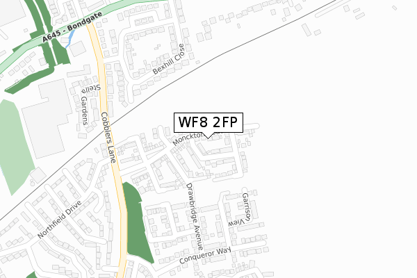 WF8 2FP map - large scale - OS Open Zoomstack (Ordnance Survey)