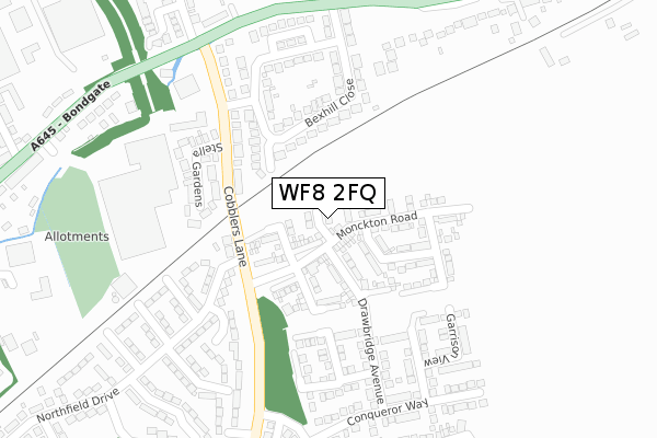 WF8 2FQ map - large scale - OS Open Zoomstack (Ordnance Survey)