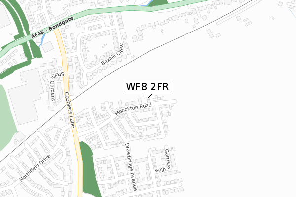 WF8 2FR map - large scale - OS Open Zoomstack (Ordnance Survey)