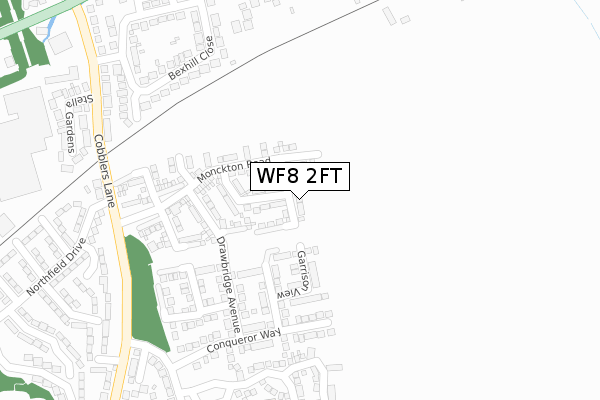 WF8 2FT map - large scale - OS Open Zoomstack (Ordnance Survey)