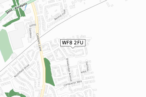 WF8 2FU map - large scale - OS Open Zoomstack (Ordnance Survey)