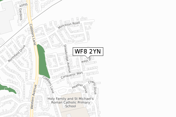 WF8 2YN map - large scale - OS Open Zoomstack (Ordnance Survey)