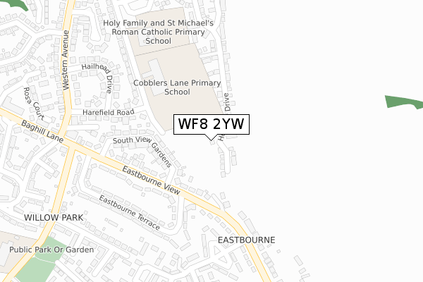 WF8 2YW map - large scale - OS Open Zoomstack (Ordnance Survey)