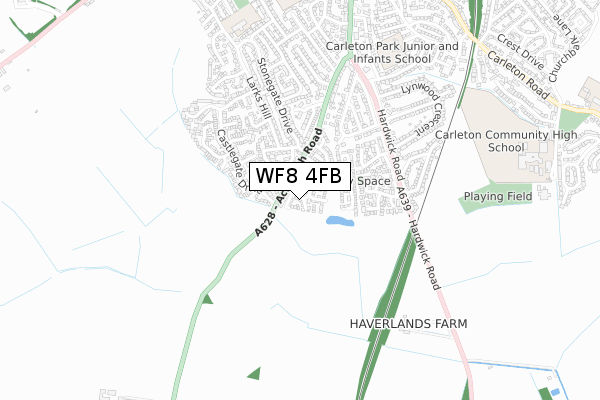 WF8 4FB map - small scale - OS Open Zoomstack (Ordnance Survey)