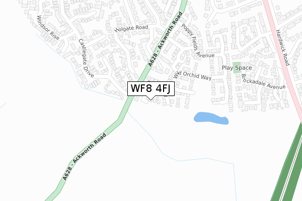 WF8 4FJ map - large scale - OS Open Zoomstack (Ordnance Survey)