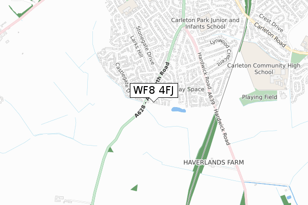 WF8 4FJ map - small scale - OS Open Zoomstack (Ordnance Survey)