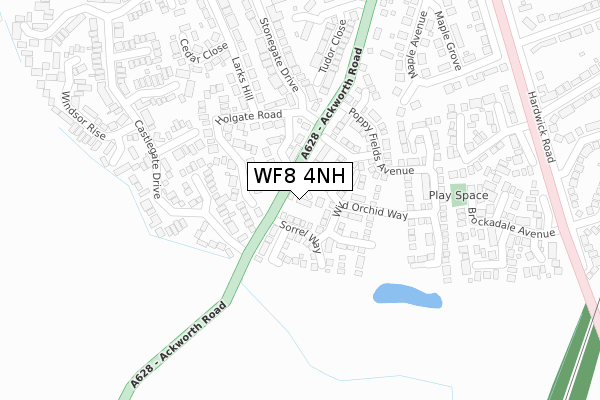 WF8 4NH map - large scale - OS Open Zoomstack (Ordnance Survey)