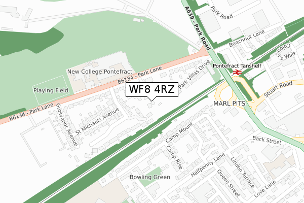 WF8 4RZ map - large scale - OS Open Zoomstack (Ordnance Survey)