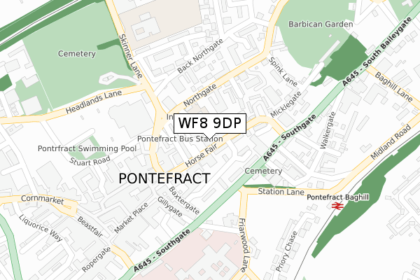 WF8 9DP map - large scale - OS Open Zoomstack (Ordnance Survey)